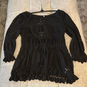 FREE PEOPLE FIRE ISLAND BLACK WOMENS SIZE M CINCH WAIST OPEN BACK KNIT TOP